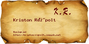 Kriston Rápolt névjegykártya
